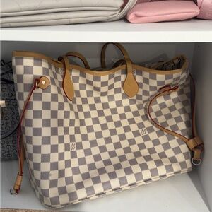 Checkered Tote Bag with Tan Accents
